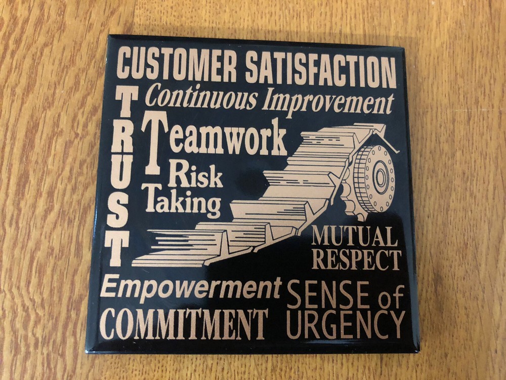 CUSTOMER SATISFACTION TEAMWORK SQUARE MOTIVATIONAL HOT PLATE TILE 4.25”X4.25”-image