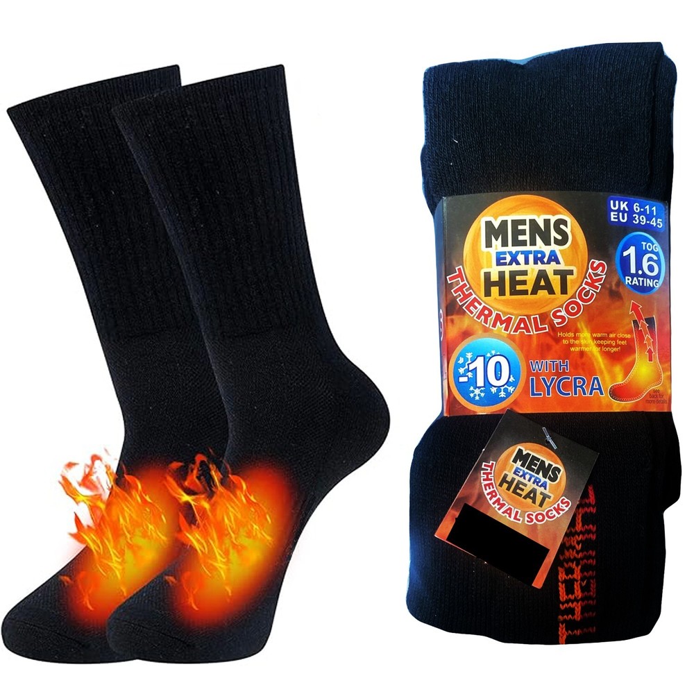 9 Pairs Mens Work Socks Workwear Thermal Cushion Sole Black Boot Socks Size 6-11