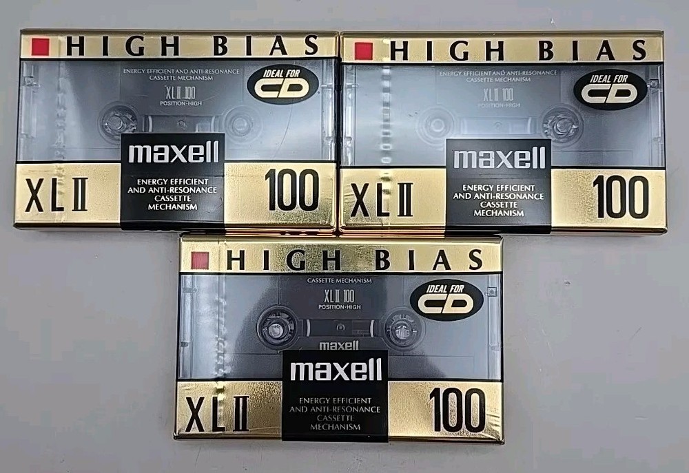 Lot Of (3) NEW Sealed Maxell High Bias XLII 100 Recordable Cassettes For CDs