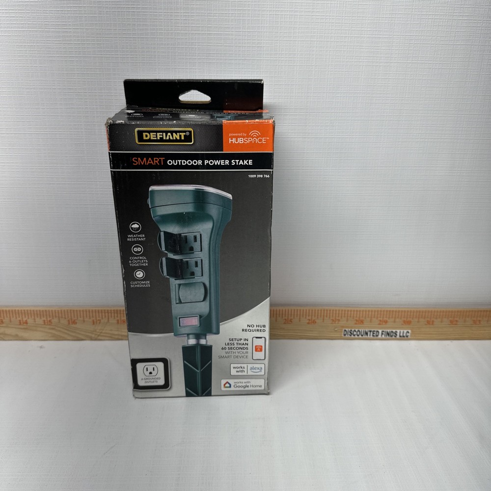 DEFIANT SMART OUTDOOR POWER STAKE HUBSPACE 6 PLUG APP CONTROL ALEXA GOOGLE *READ