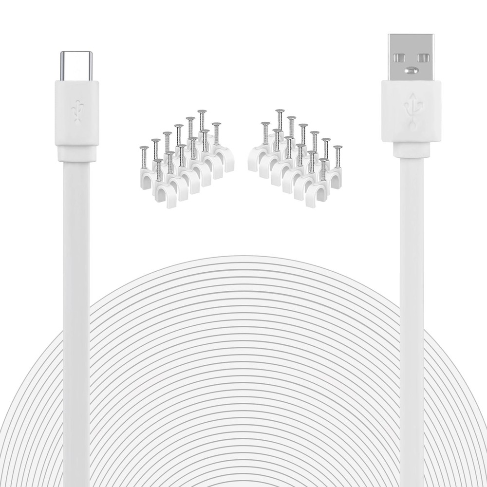 USB to USB C Cable for Security Camera Type C Charging Cord 33FT/10M Flat Lon...