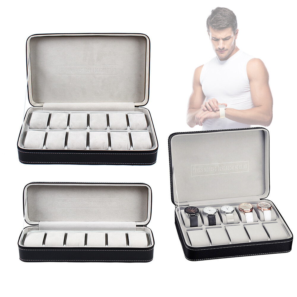 6/10/12 Slot Leather Watch Box for Men and Women - Jewelry Storage Organizer Display Case