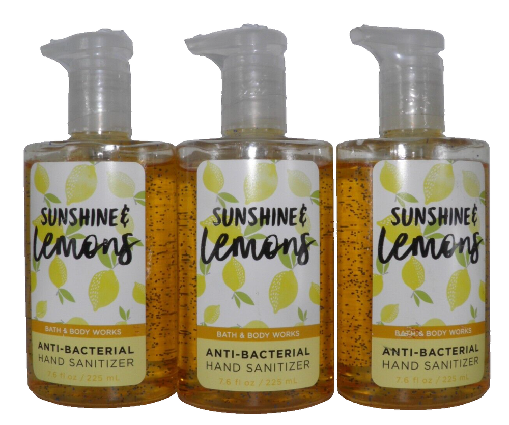 3 Bath Body Works SUNSHINE & LEMONS AntiBacterial Hand Sanitizer Gel Pump SEALED