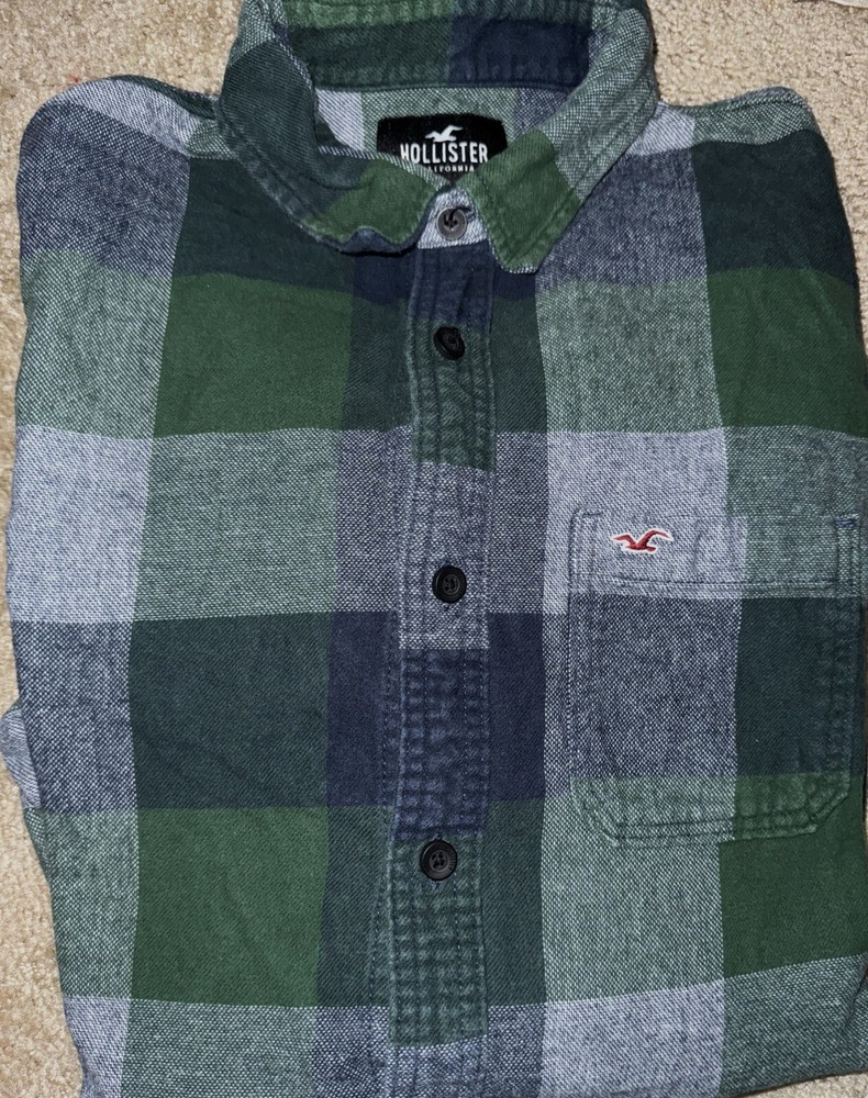 Mens Hollister Long Sleeve Plaid Flannel Button Up Shirt Size XL - EUC