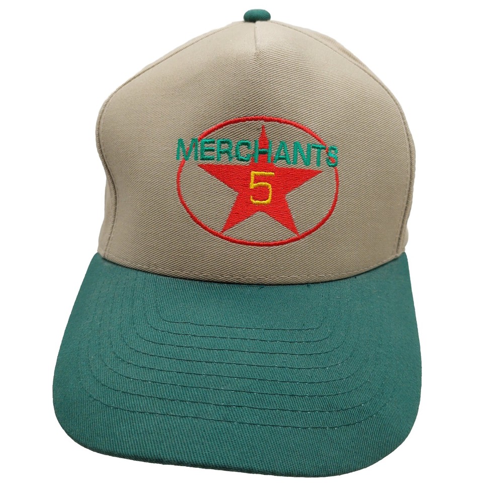 Merchants 5 Star Snapback Hat Tan Green Ted Embroidered