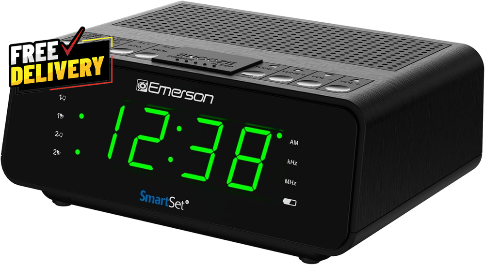 Smartset Dual Alarm Clock Radio with AM/FM Dimmer Sleep Timer and Bright LED Display