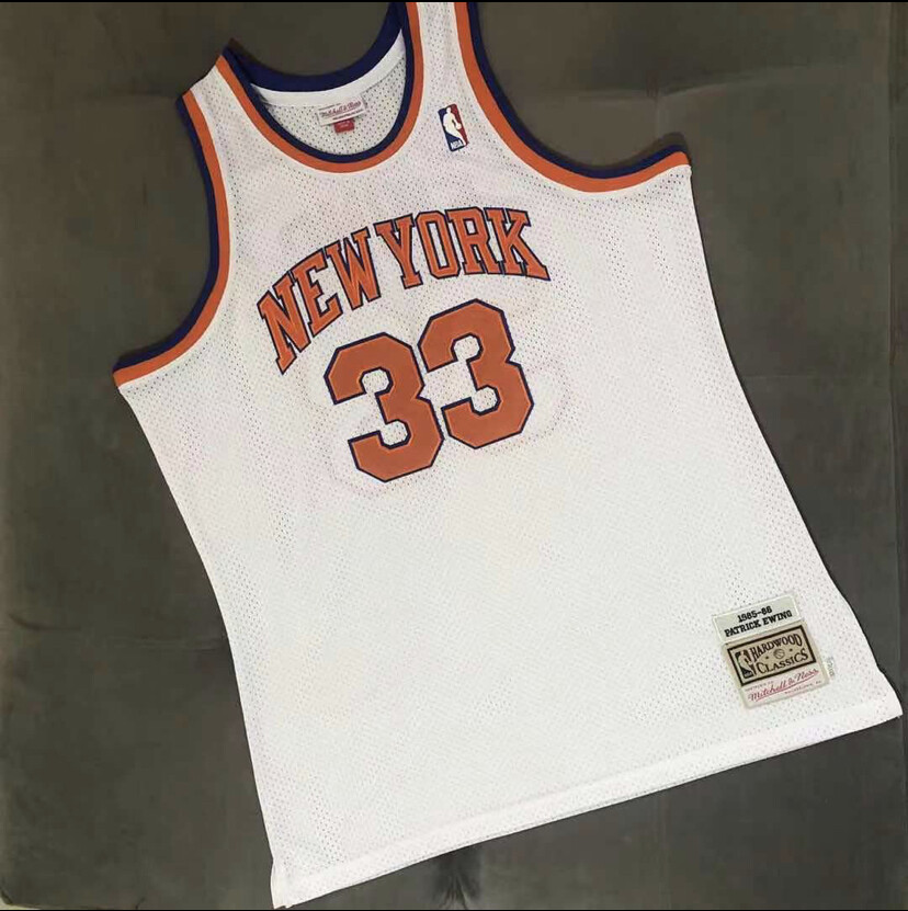 New York Knicks Patrick Ewing White regular season basketball retro jersey
