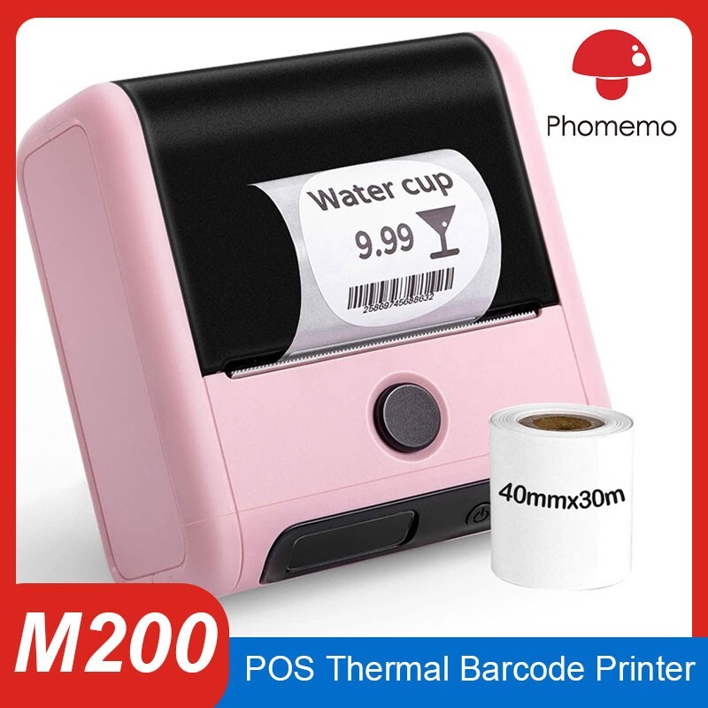 Phomemo M200 Mini Bluetooth Thermal Label Printer for Barcode POS Receipt in Pink