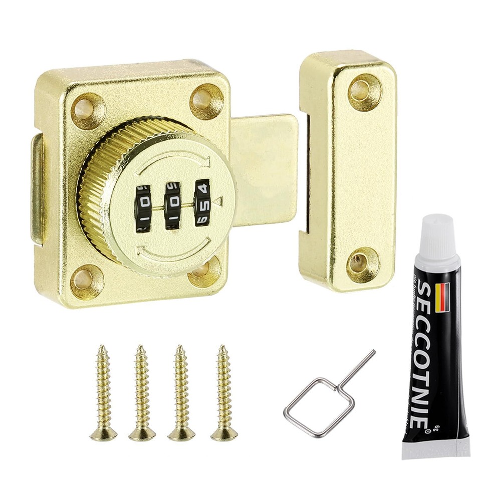 Cabinet Password Latch, Zinc Alloy Keyless Combination Lock 3-Digit Password ...-image