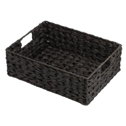 Wicker Storage Basket, Waterproof Wicker Basket with Handles, Woven Basket for