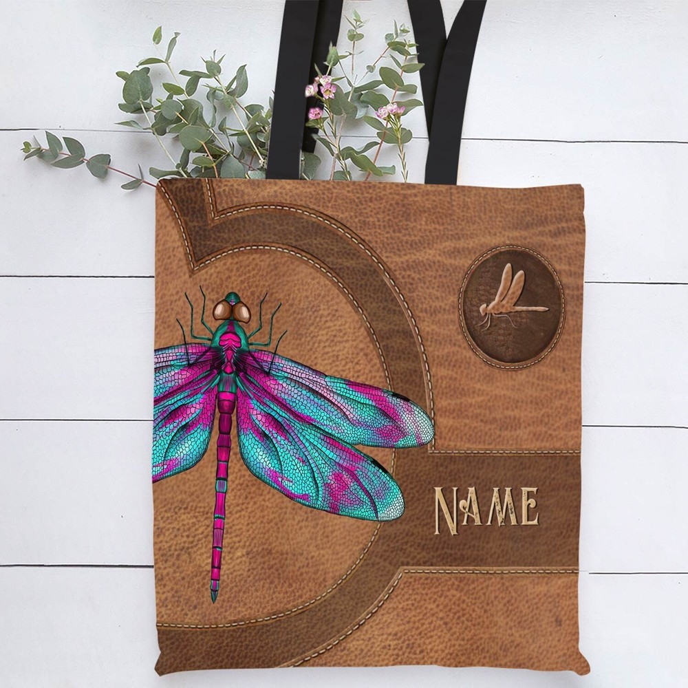 Custom Dragonfly Tote Bag - Personalized Funny Animal Shoulder Bag-image
