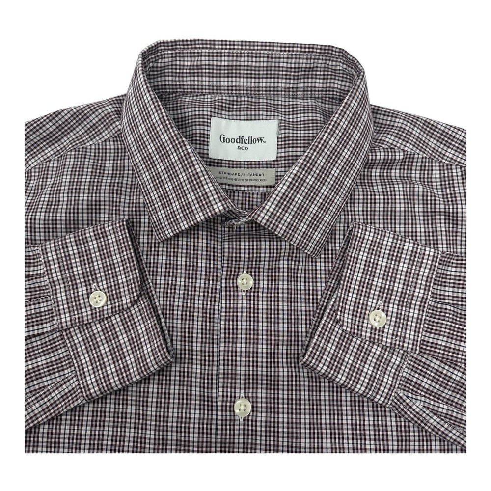 Goodfellow & Co Mens Large Burgundy Casual Fit Button Up Shirt