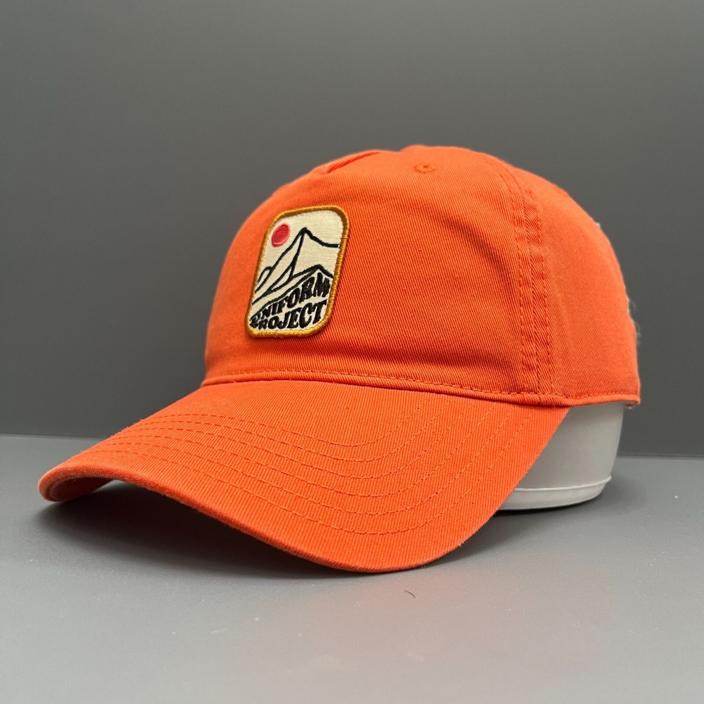 Uniform Project Trucker Cap - Mountain Logo Orange Mesh Back Snapback Hat OSFM