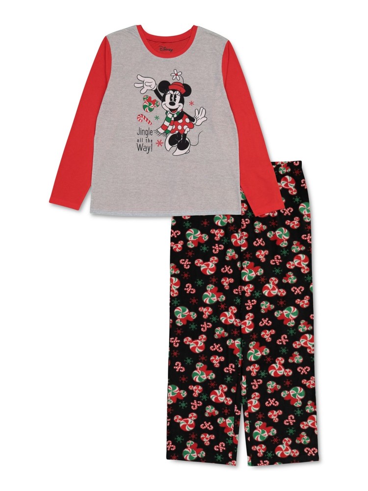 HYBRID APPAREL Womens Gray Long Sleeve T-Shirt Top Straight leg Pants Pajamas M