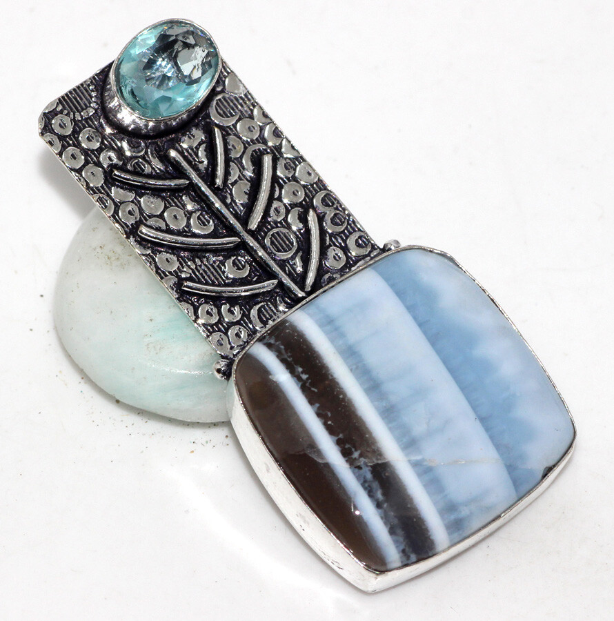 Owhyee Blue Opal Blue Topaz Jewellery Pendant Handmade Gemstone Size 2