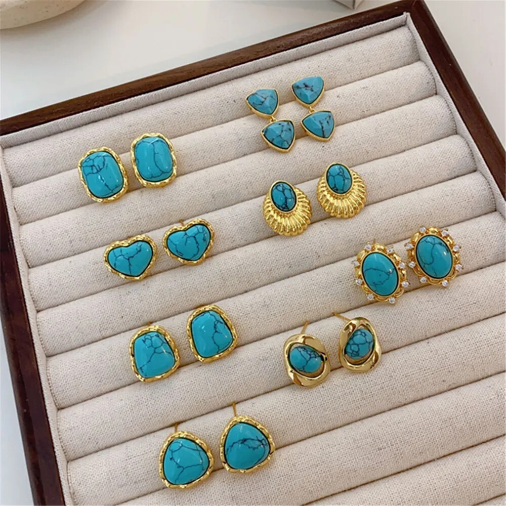 The New Geometric Retro Turquoise Earpiece Personality Is Suitable For Women To