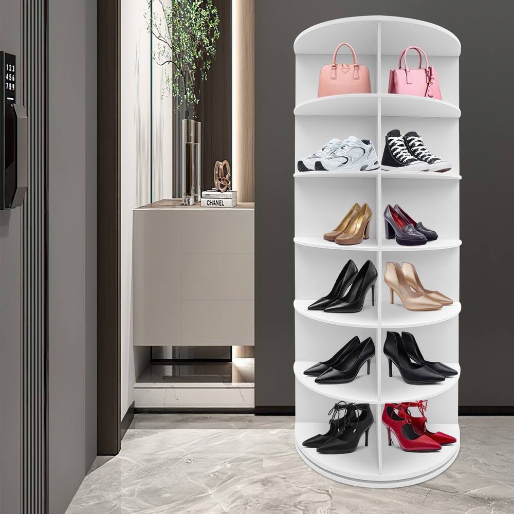 Rotating Free Standing Shoe Rack Organizer with 360-Degree Rotation