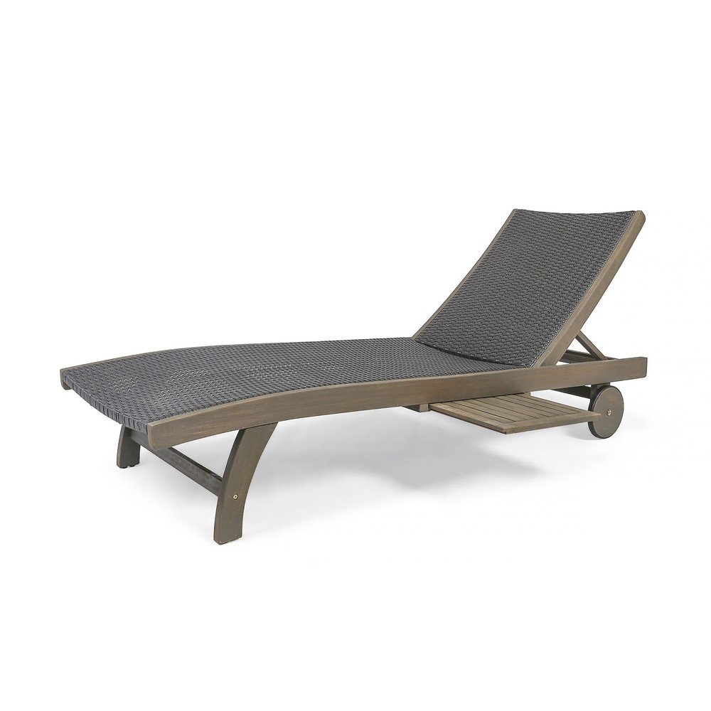 Banzai Gray Wicker Wood Outdoor Chaise Lounge Set of 2