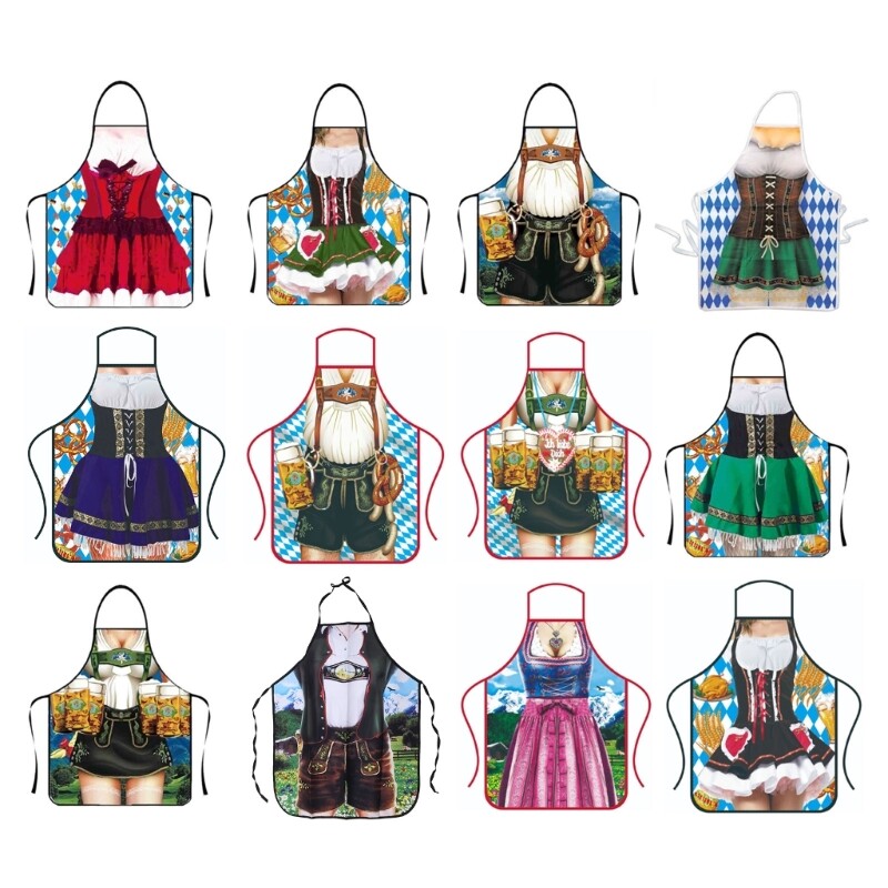 Bavarian Novelty Apron Oktoberfest Bavarian Kitchen Aprons for Women Men Couple