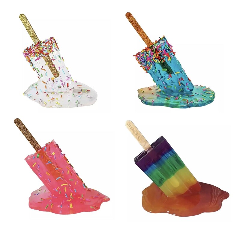 Melting Popsicle Sculpture Resin Desktop Statue for Art Sculpture Home Decor