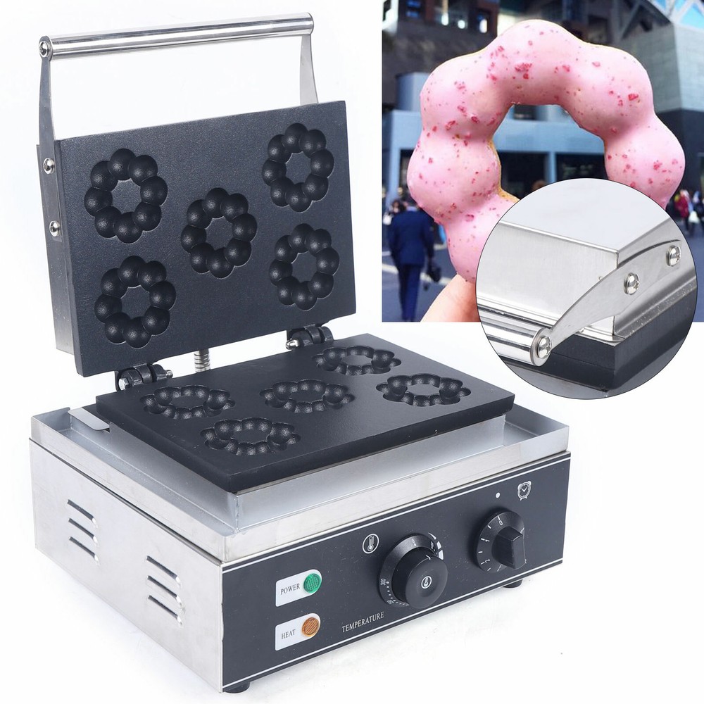 1500W Commercial Waffle Donut Maker Nonstick Plum Flower Baker