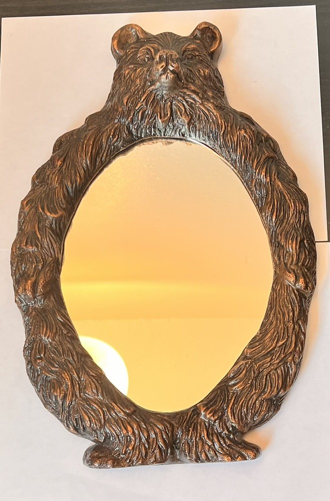 Bear Mirror Metal Brown 14.5 Inches X 10 Inches As Is See Photos