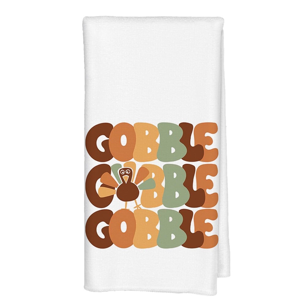 Fall-Themed Gobble Thanksgiving Kitchen Towels - Absorbent 16x24