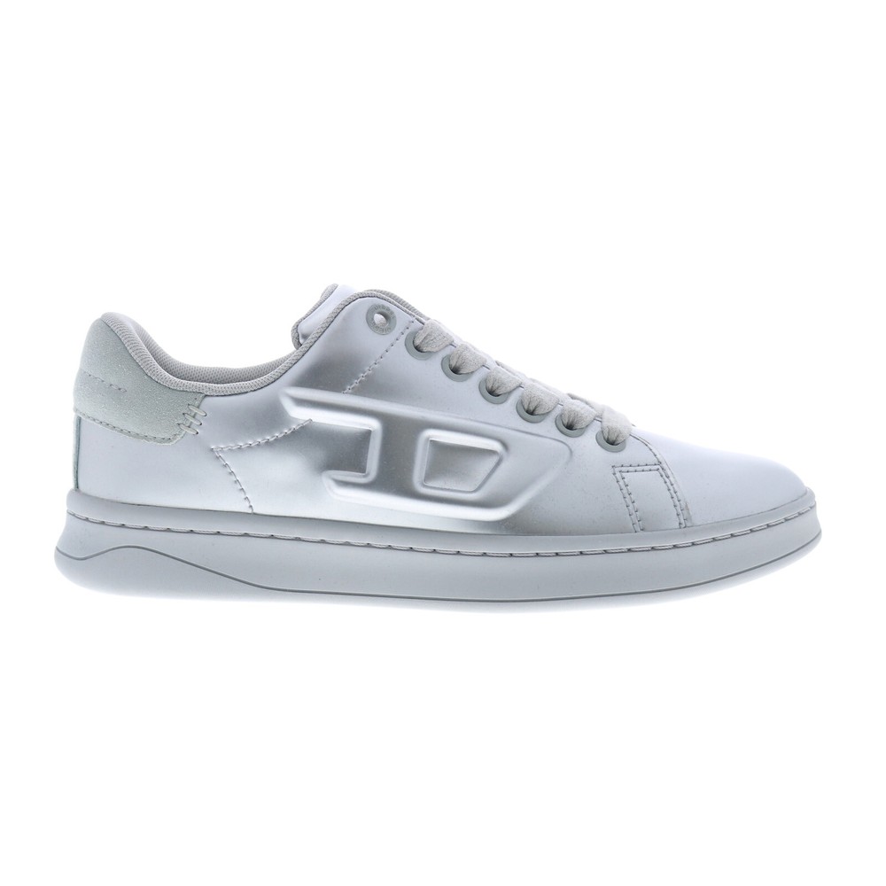 Diesel S-Athene Low W Womens Silver Leather Lifestyle Sneakers Shoes