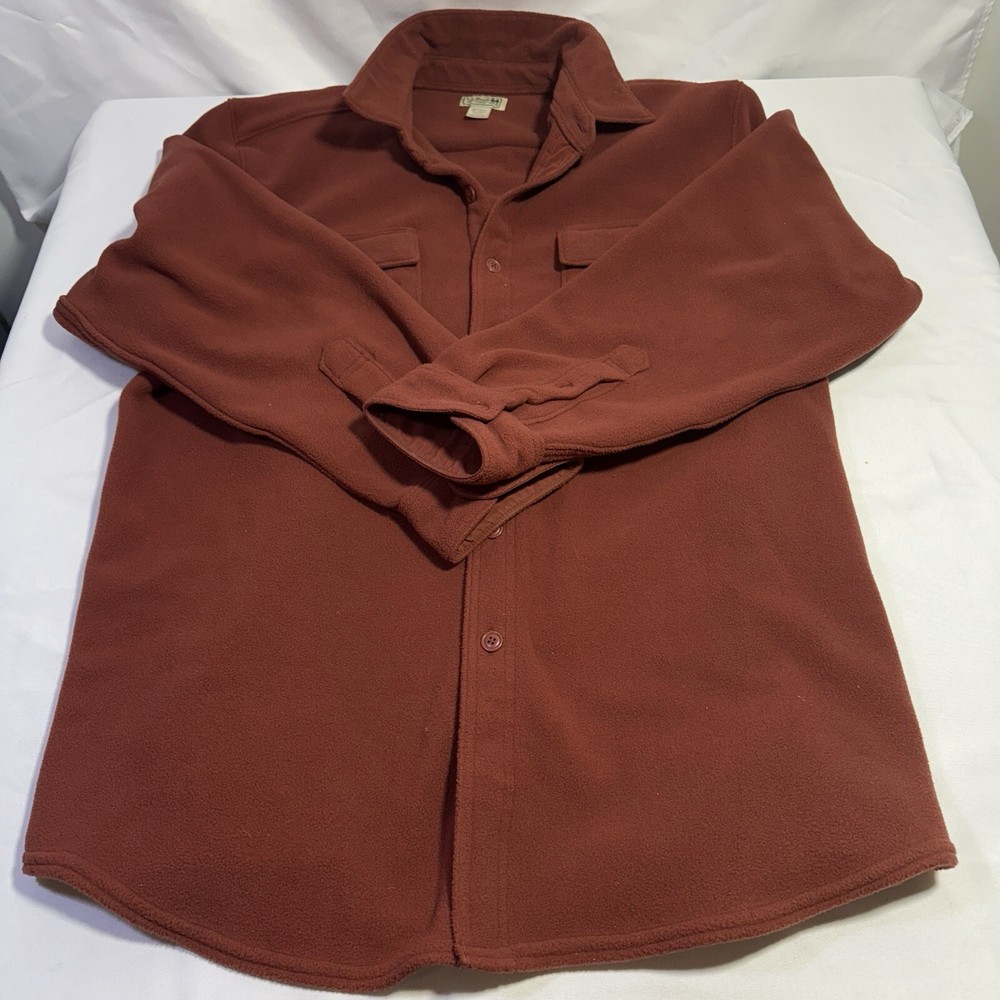 LL Bean Burgundy Fleece Shirt Vintage Shacket XL Plush 90s Gorpcore Grunge