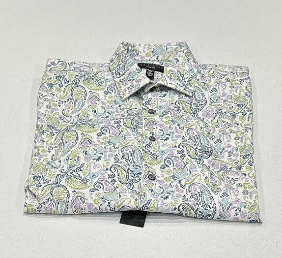 Alfani Men's Slim Fit 4-Way Stretch Paisley Dress Shirt, Lavender, 16-16.5