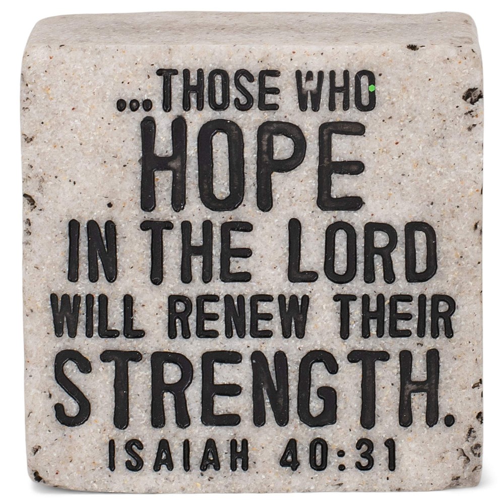 Hope In The Lord Scripture Block 2.25 x 2.25 Cast Stone Plaque