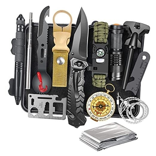 Gifts for Men Dad Husband Him, Survival Kit 14 in 1, Survival Gear and