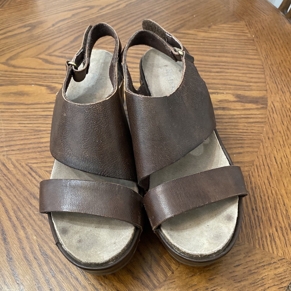 Antelope Collection 861 Size 8.5 Brown Leather Sling back Wedge Platform Sandals