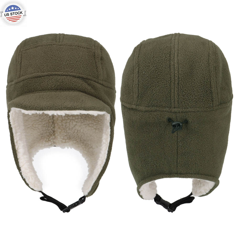 Men's Fleece Thermal Skull Cap Warm Winter Hat with Ear Flaps Cold Weather Hat
