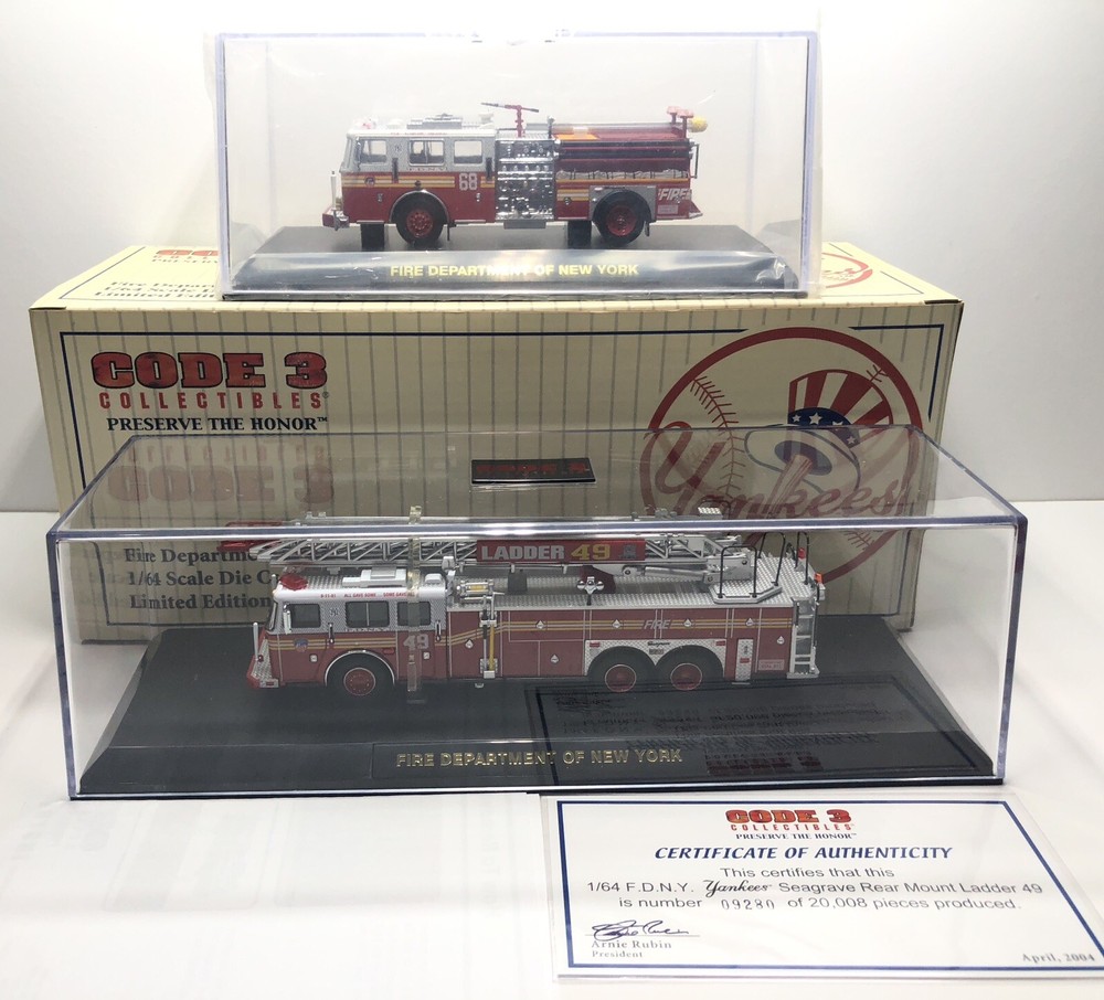 1/64 code 3 FDNY Yankees Engine 68 & Ladder 49 Lot Of 2
