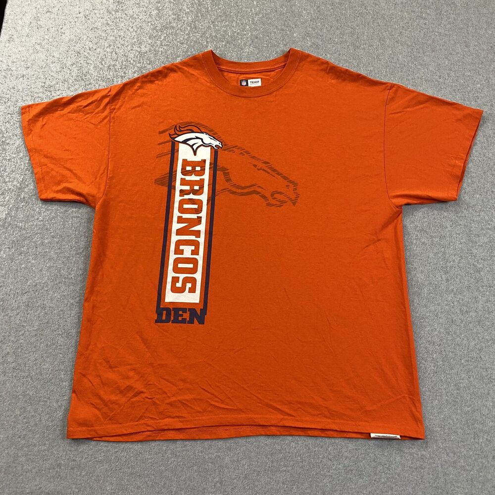 NFL Denver Broncos Shirt Mens XL Orange Cotton Team Apparel Graphic Football