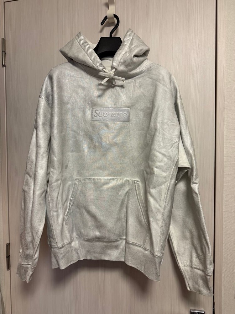 Supreme X Mm6 Maison Margiela Foil Box Logo Hooded Sweatshirt White