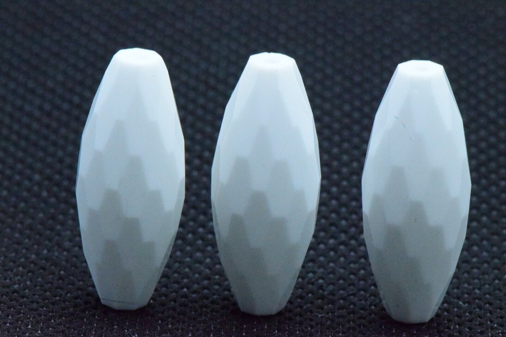 2 Rare Vintage Swarovski 5207 Chalk White 25 x 10mm Faceted Elongated Beads