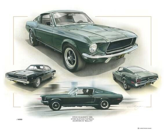 FORD MUSTANG GT350 FASTBACK BULLITT STEVE McQUEEN NEW PAINTING PRINT ART DUGAN