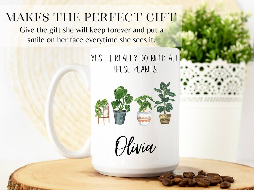 Personalized Plant Mug Gift for Plant Lovers with Custom Houseplant Name