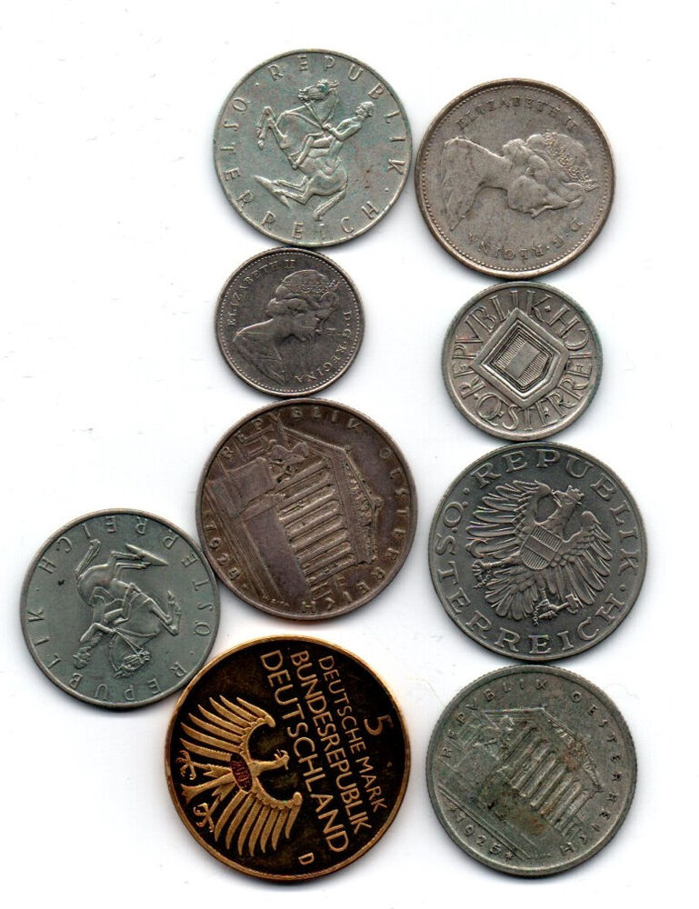 9 x WORLD COINS + MEDALS SILVER  COLLECTION   SEE SCAN  51,2g    (C1/3)