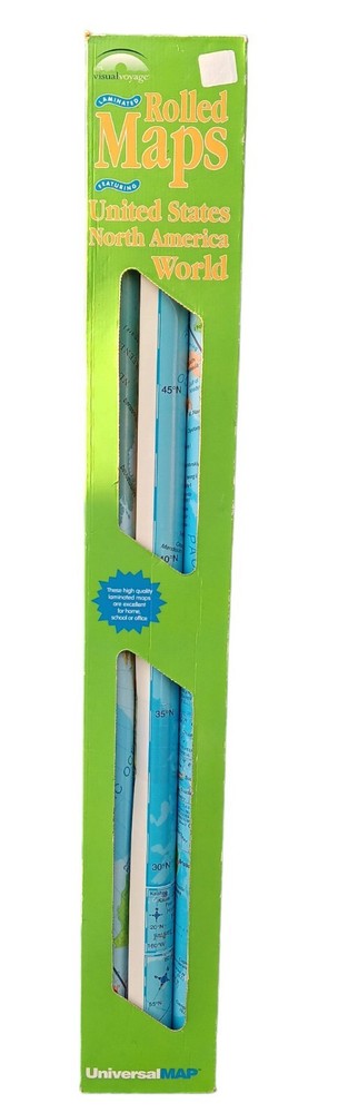 Visual Voyage Laminated Rolled Maps United States North America World Classroom-image