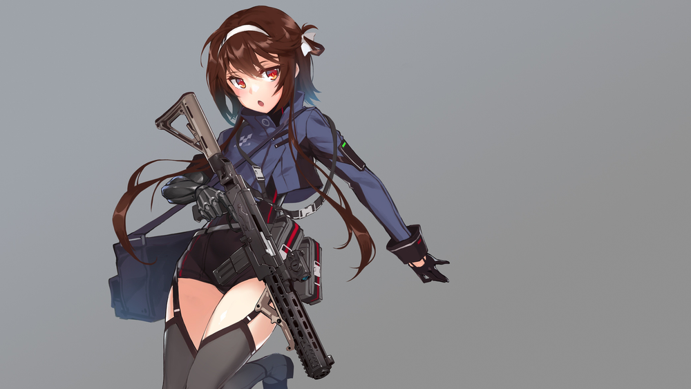 Anime Tactical Rifle Brunette Red Eyes Stockings Gaming Playmat for Desk