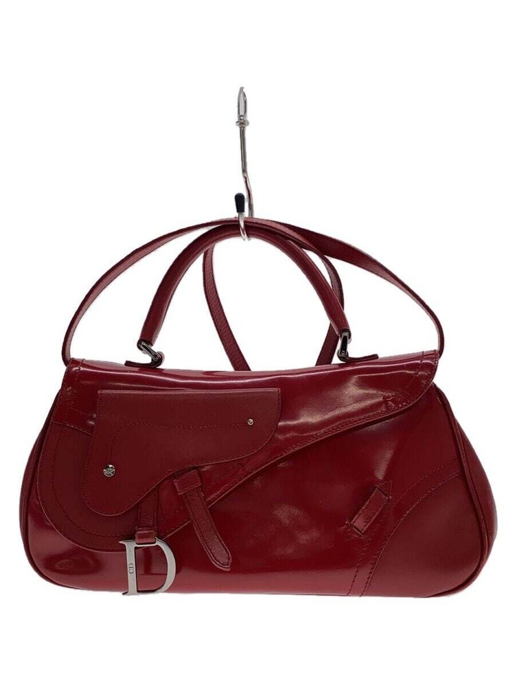 CHRISTIAN DIOR Saddle 2 Way Shoulder Bag in Red Leather Pre-Owned Excellent Condition Authentic