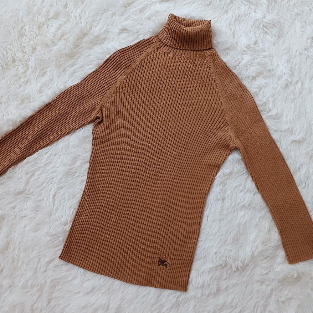 Burberry Blue Label Turtleneck Knit Ribbed Sweater Size 38 New