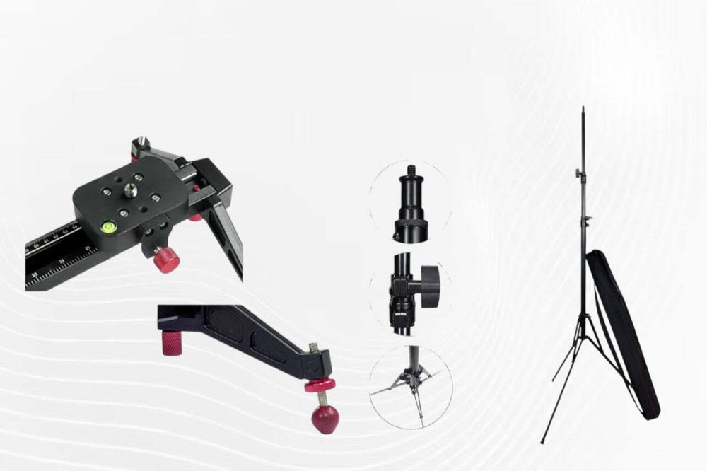24 inch Camera Slide Dolly Track Red Color / Tripod Stand with Carry Bag