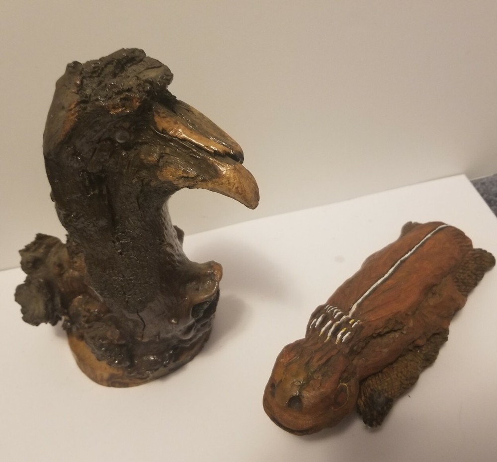 Primitive Driftwood Sculpture Bird Lizard Beach Ocean Lake Cabin Home Man Cave