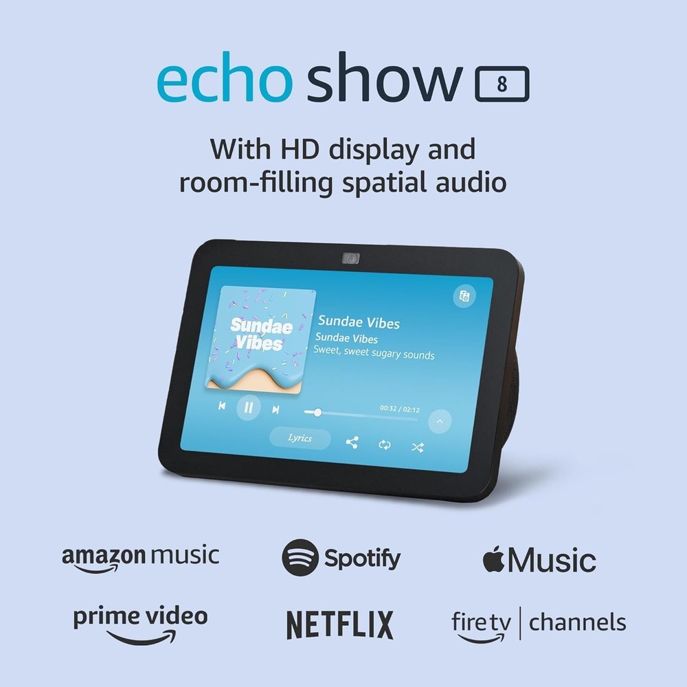 Echo Show 8 (3rd Gen, 2023 release) | With Spatial Audio, Smart Home Hub, and Al
