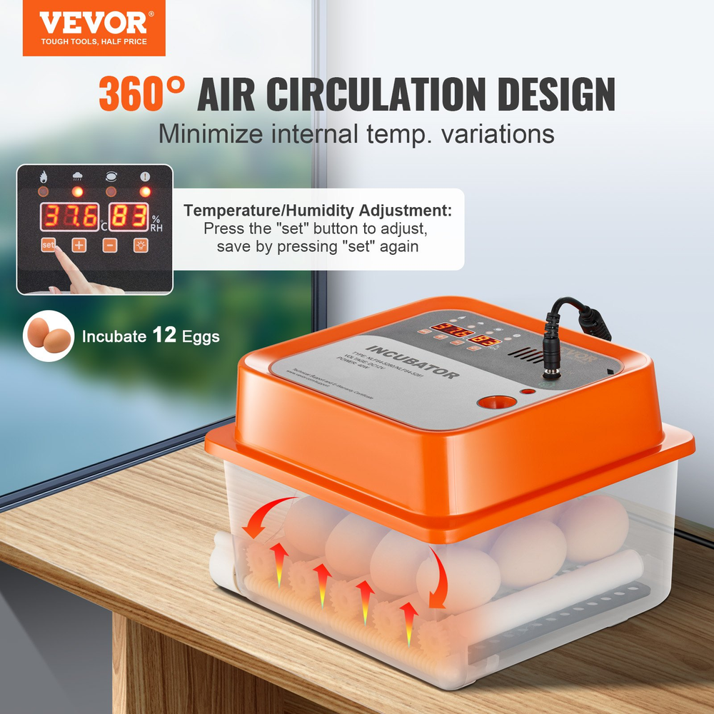 VEVOR Egg Incubator - Automated Hatching, Precise Temperature & Humidity Control-image