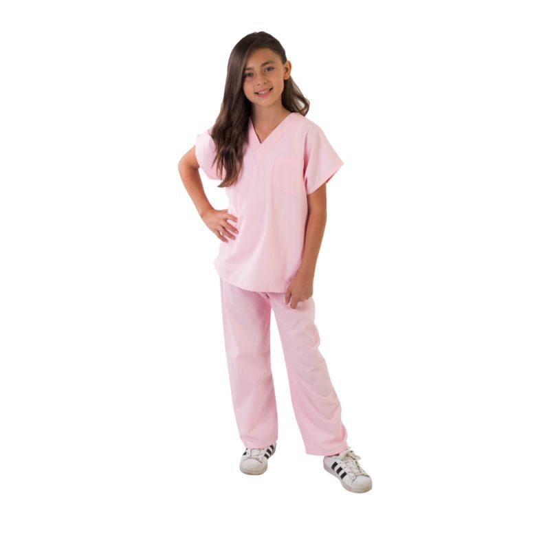 Personalized light pink kids scrubs for aspiring doctors nurses veterinarians-image